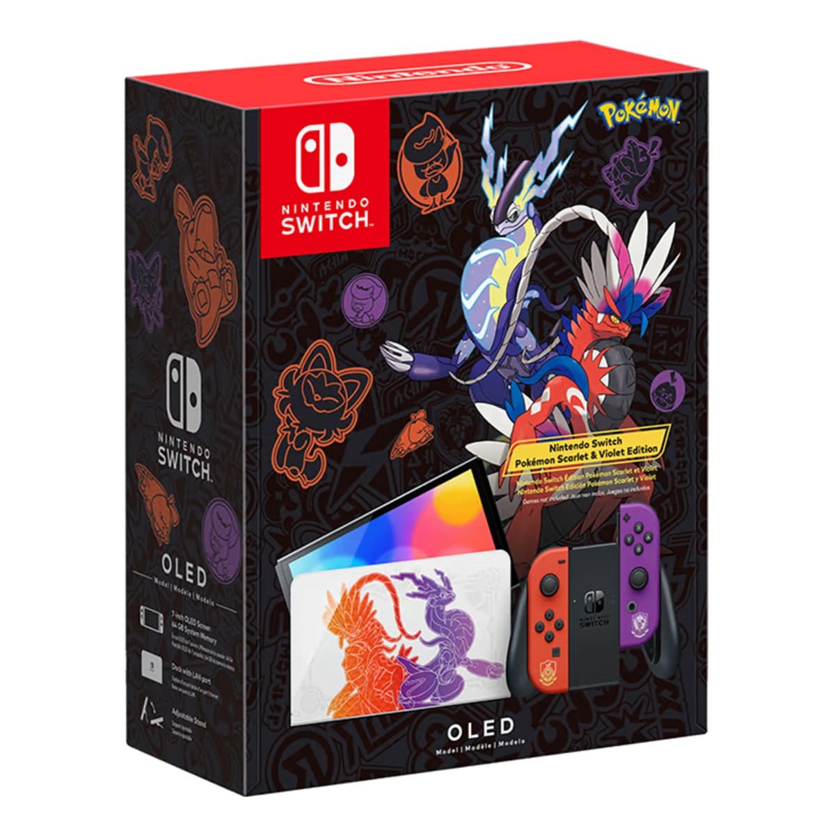 Игровая консоль Nintendo Switch OLED 64Gb Pokemon Skarlet and Violet Edition, красный/фиолетовый — фото 6